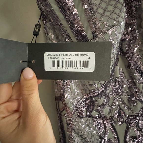 Nwt Terani couture mermaid lilac gray sequin gown - Picture 5 of 7